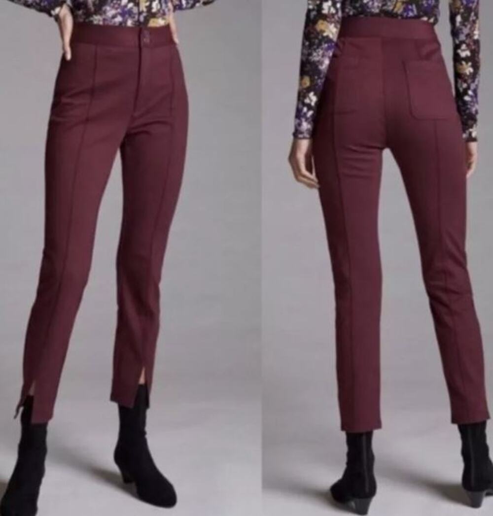 Maeve Anthropologie High Rise Seamed Split Hem Skinny Pants Womens Size 8 Crop